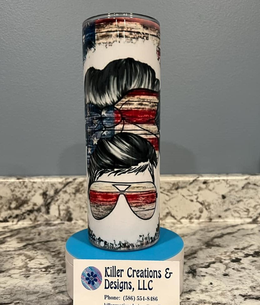 Messy Bun Flag 20oz Tumbler