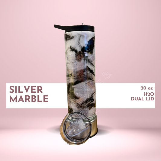 🌪️ Silver Marble 20oz Water Bottle