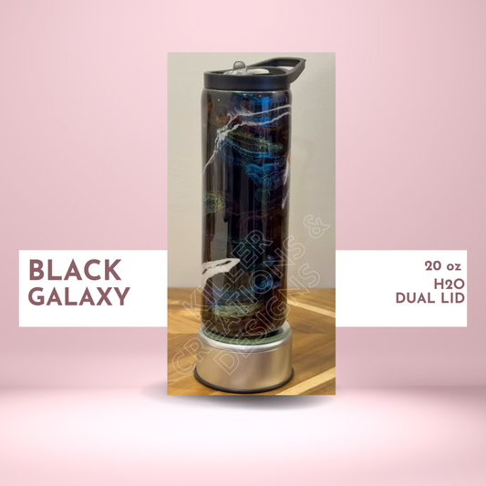 🖤 Black Galaxy 20oz Water Bottle with Dual Lid 🖤