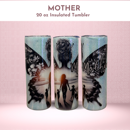 💙 Light Blue Glitter Butterfly Beach “Mother” 20oz Tumbler 💙