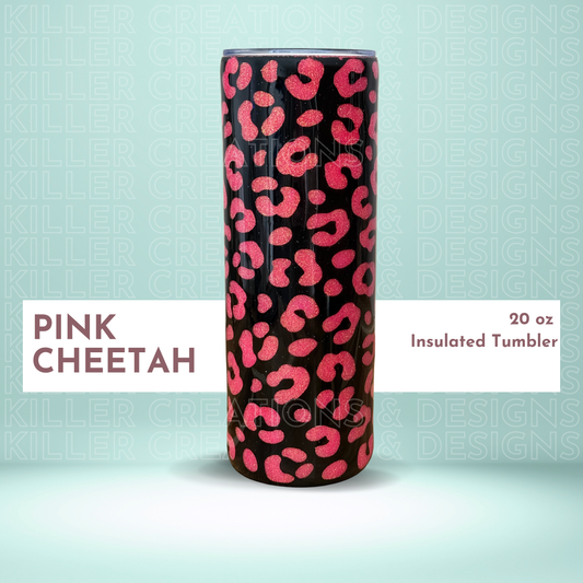 💖 Hot Pink Glitter Cheetah 20oz Tumbler 💖