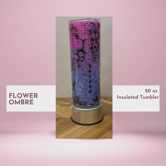 🌸 Pink • Purple • Blue Ombre Flowers Tumbler – A Bloom of Color in Every Sip