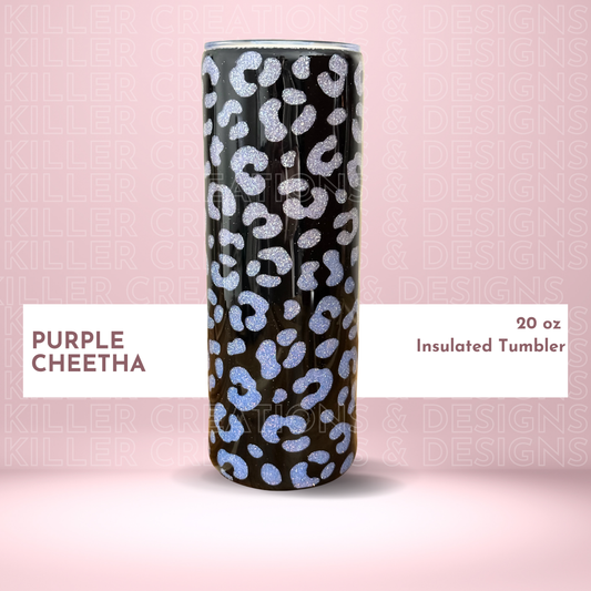 💜 Purple Ombre Glitter Cheetah 20oz Tumbler 💜