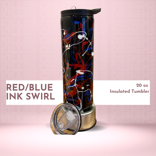Red and Blue Ink Swirl 20oz Water bottle