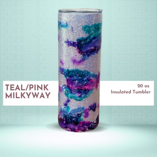 🌌 Teal &amp; Pink Milky Way 20oz Tumbler – A Galaxy You Can Hold